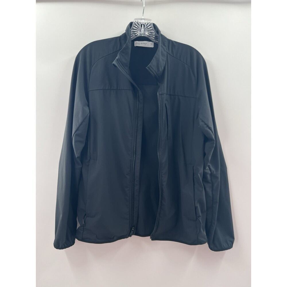 Hill City Men’s Zip Front Black Lightweight Jacket Pockets Size Small